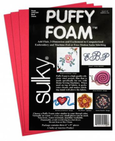 Sulky Puffy Foam 3mm 6x9in - Red