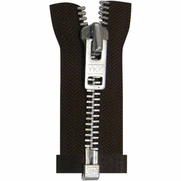 Silver Metal One-Way Separating Coat Zipper 80cm (32") - Black