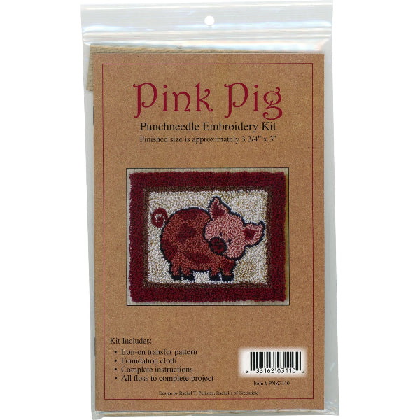 Punchneedle Embroidery Kit -Pink Pig