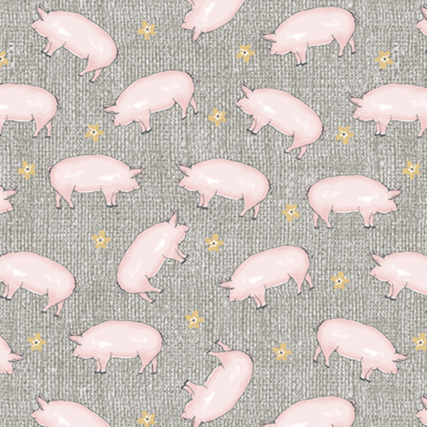 Farm Fresh - Grey Pigs - 4 meter cut