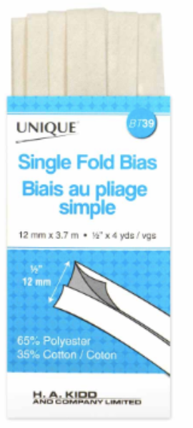 Single Fold Bias Tape- Ivory
